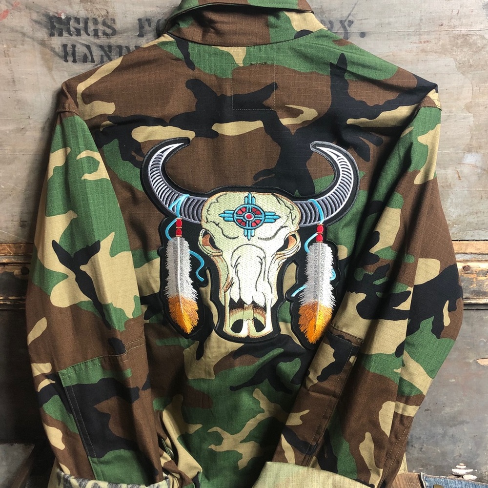 Custom 1990’s Upcycled Military Back Patch Jacket